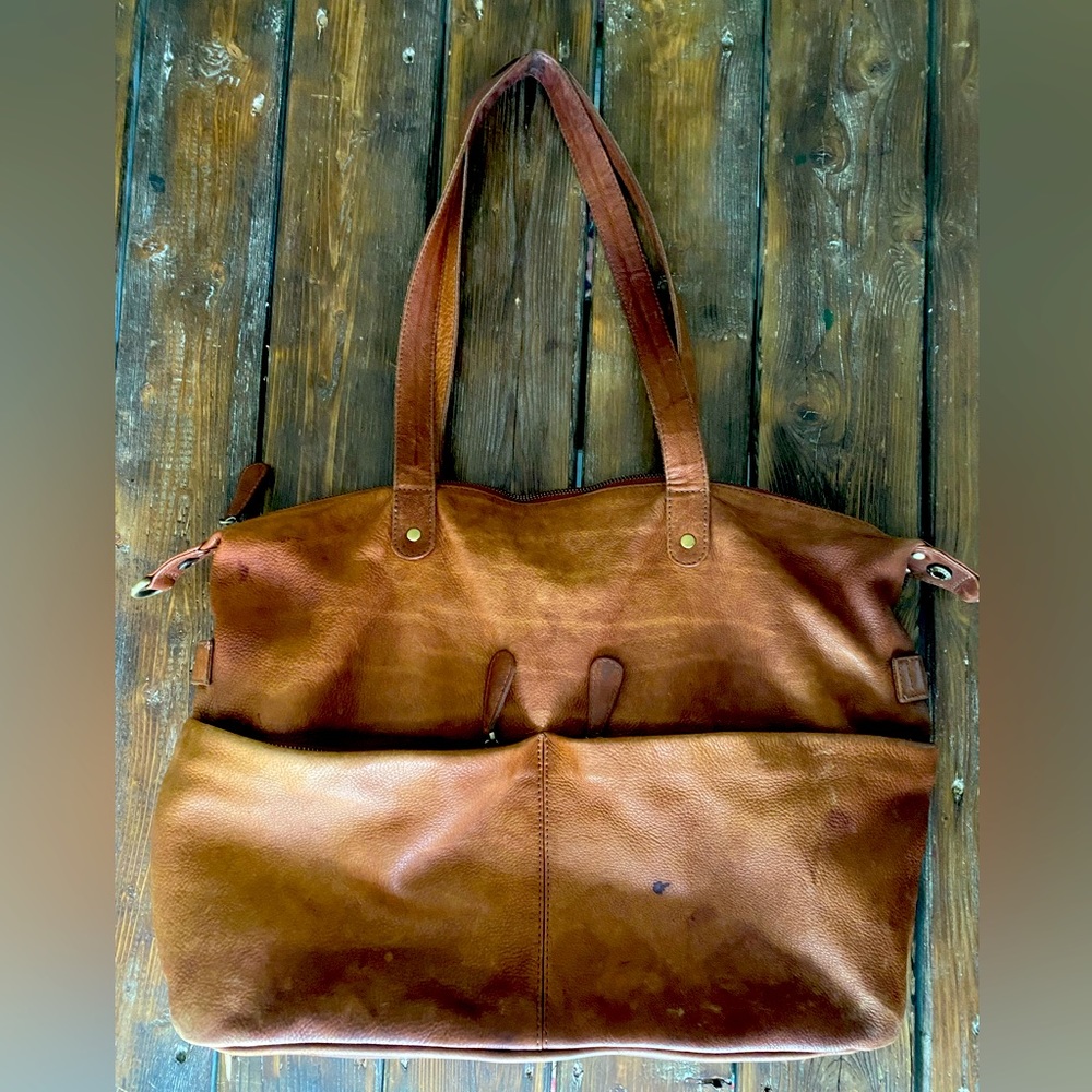 Brown leather diaper bag/ backpack